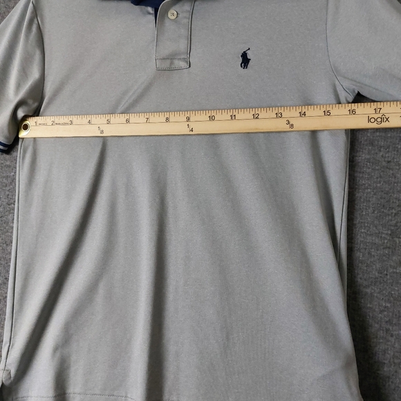 POLO RALPH LAUREN PERFORMANCE BOYS GRAY NAVY SHORT SLEEVE POLO SIZE MEDIUM - Picture 2 of 4
